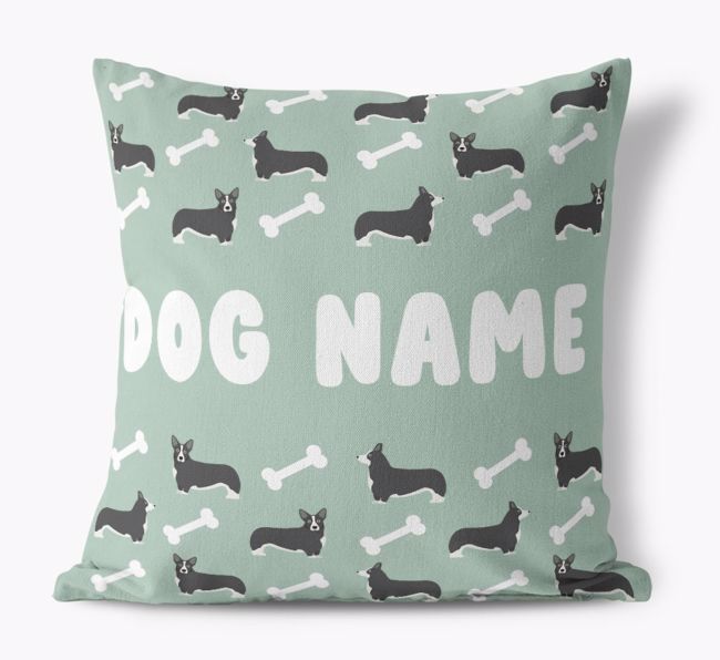 '{breedFullName} Icon Pattern And Name' - Personalized Canvas Pillow 